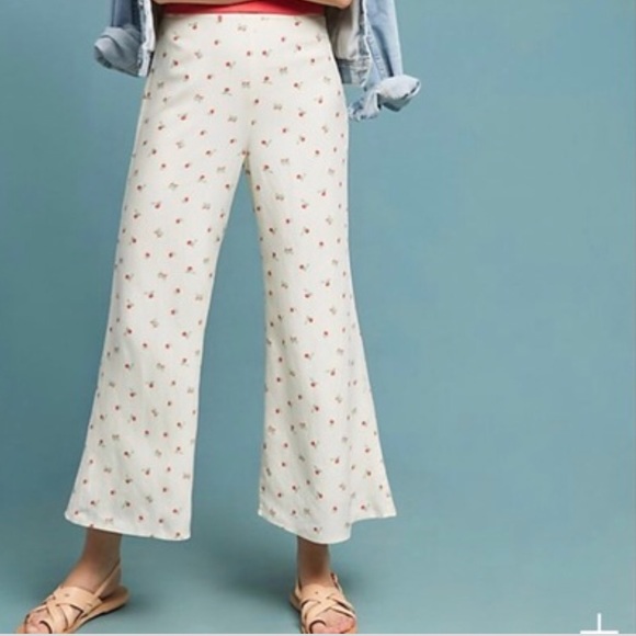 Anthropologie Feather Bone Flare Cherry Pants - Picture 2 of 8
